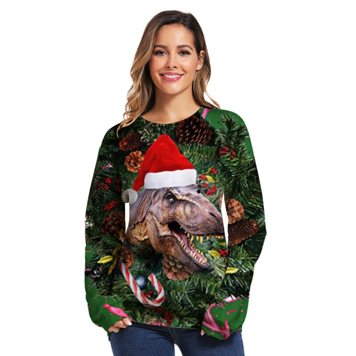 Unisex Women Christmas Sweater ugly Christmas Sweater Men Pullover Winter Plus Size Funny Autumn Tops Clothing Dinosaur