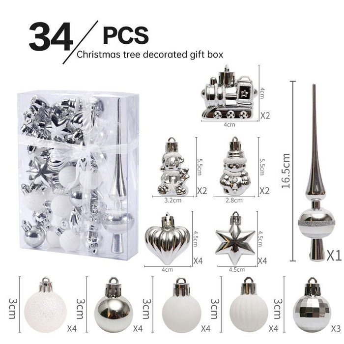 Christmas ornaments 34PCS painted Christmas ball set gift bag mini Christmas tree pendant