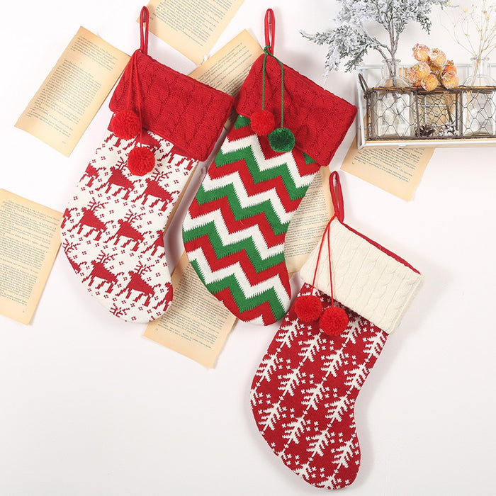 Large Christmas Stockings Gifts Cloth Santa Elk Socks Xmas Lovely Gift Bag For Children Fireplace Tree Christmas Decoration