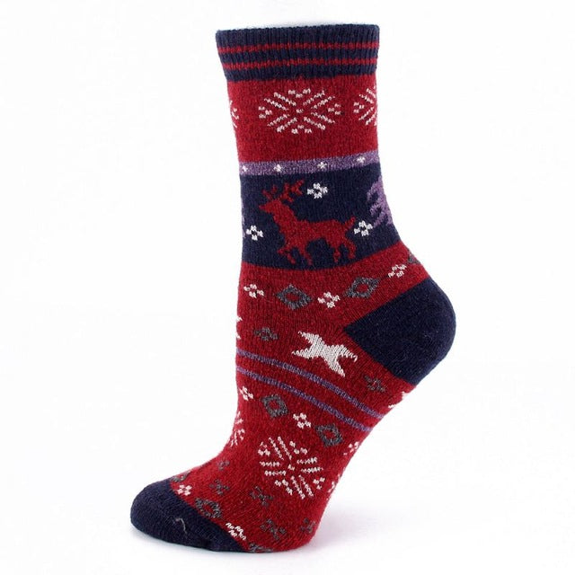 Outdoor Sport Socks Christmas Woolen Socks Winter Warm Cartoon Crew Socks Soft Cute Elk Slipper Socks