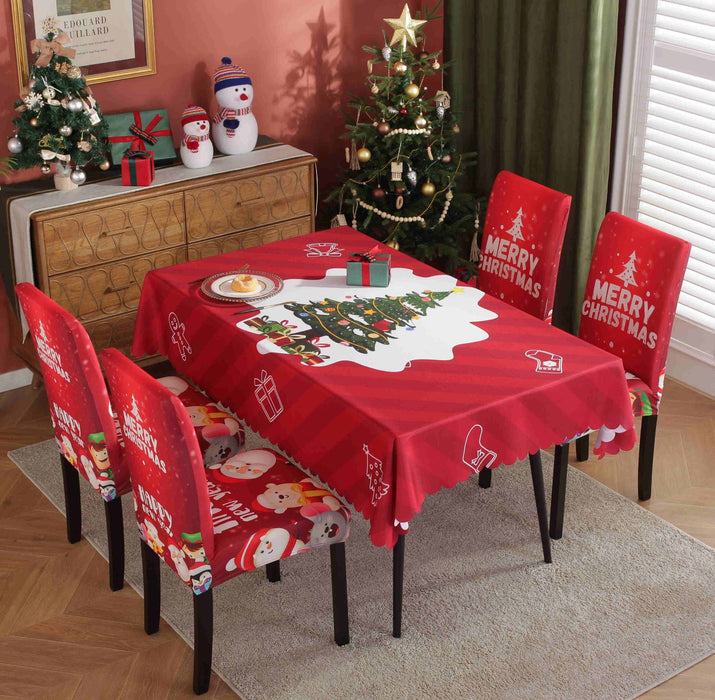 Christmas Chair Cover Digital Printed Tablecloth Chair Cover Waterproof And Oil Proof Christmas Tablecloth Christmas Chair Cover