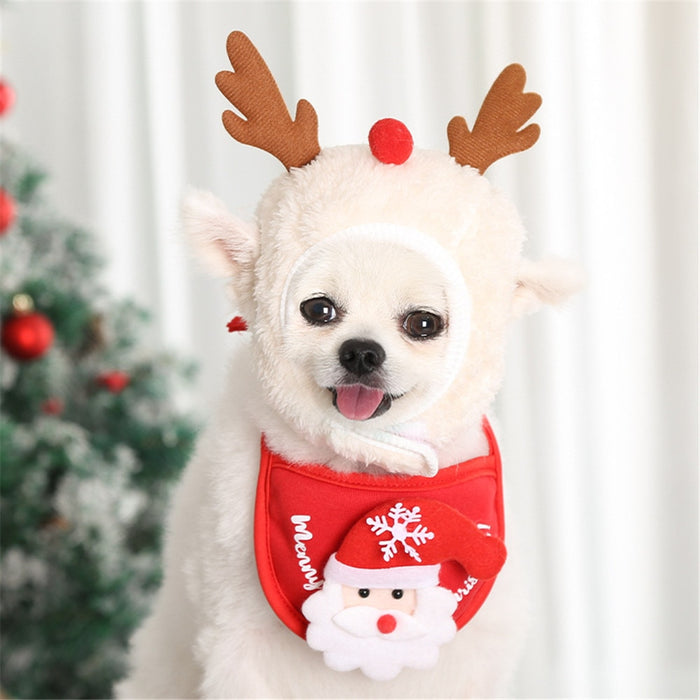 Dog Christmas Bandana Santa Hat Dog Scarf