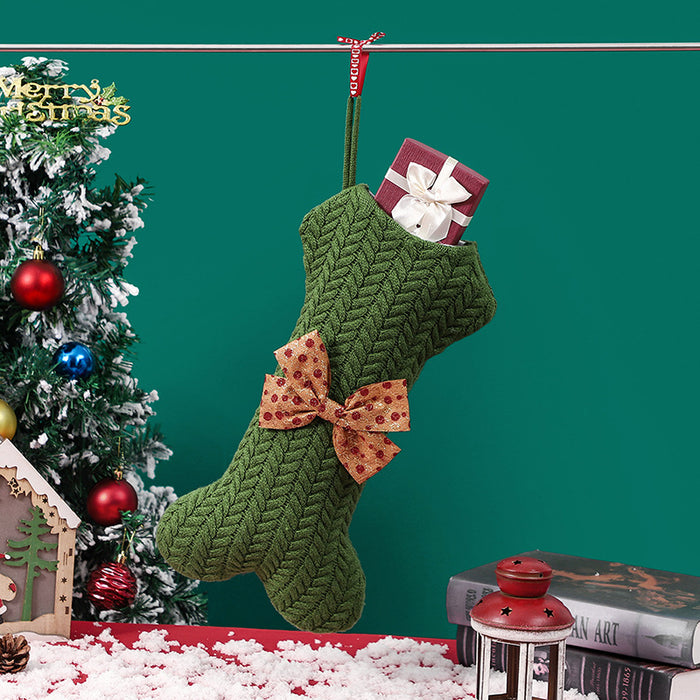 Christmas Decorations Knitting Wool Hanging Gift Bag Christmas Stockings Pendant Large Gift Bag