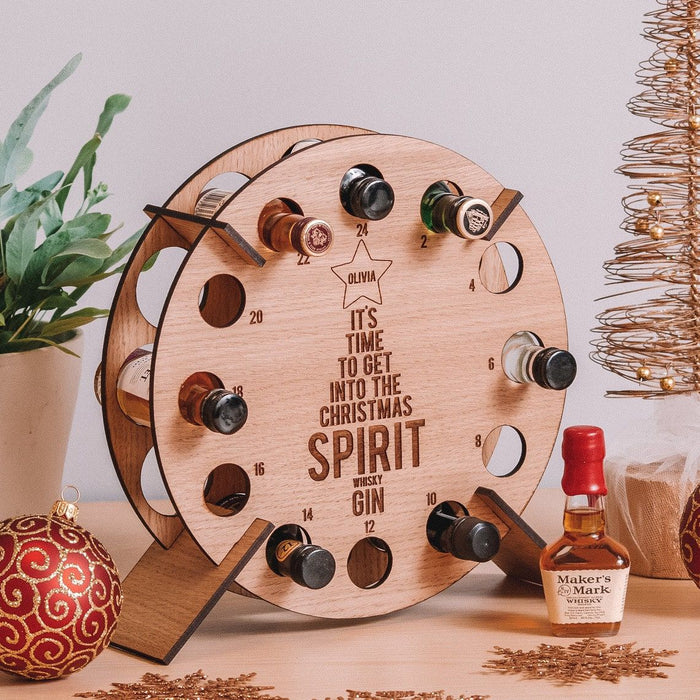 Christmas Countdown Wine Rack Wood Ornament Craft Decoration Party Funny Beer Shelf