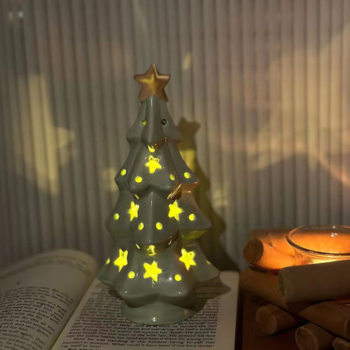 Christmas Gift Ceramic Transparent Christmas Tree Night Light