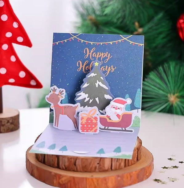 Christmas Stereoscopic Greeting Cards Diy Christmas Eve Gift Cartoon Blessing