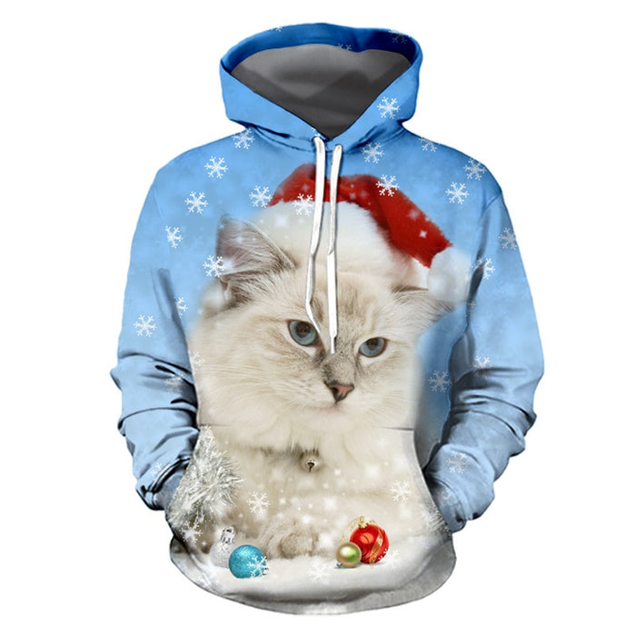 Unisex Christmas Ugly Cat Funny Snowman Christmas sweater Pockets  Funny Christmas Party