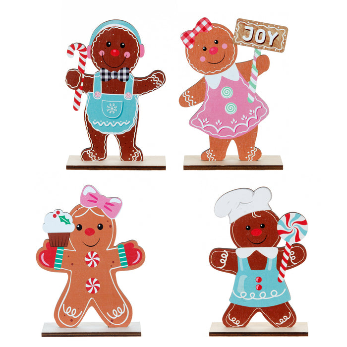 Couple Gingerbread Man Christmas Biscuit Man Figures Decoration Desktop Christmas Wooden