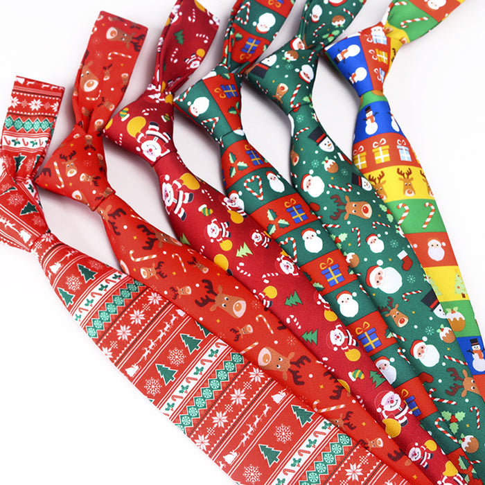 Christmas Tie Polyester Printed Santa Claus Christmas Tree