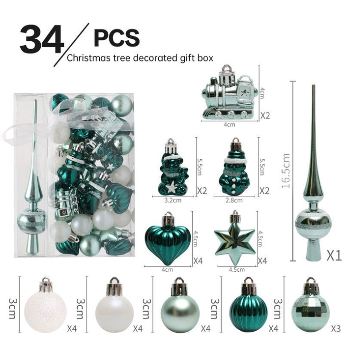 Christmas ornaments 34PCS painted Christmas ball set gift bag mini Christmas tree pendant