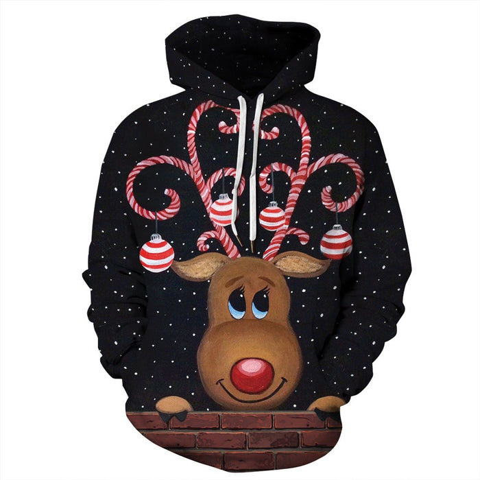 Christmas Geek Digital Printing Couple Long Sleeve Hooded Sweater