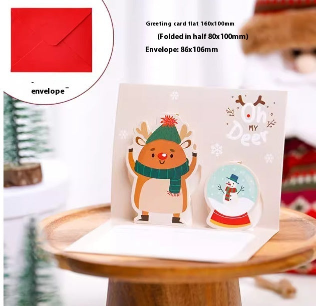 Christmas Stereoscopic Greeting Cards Diy Christmas Eve Gift Cartoon Blessing