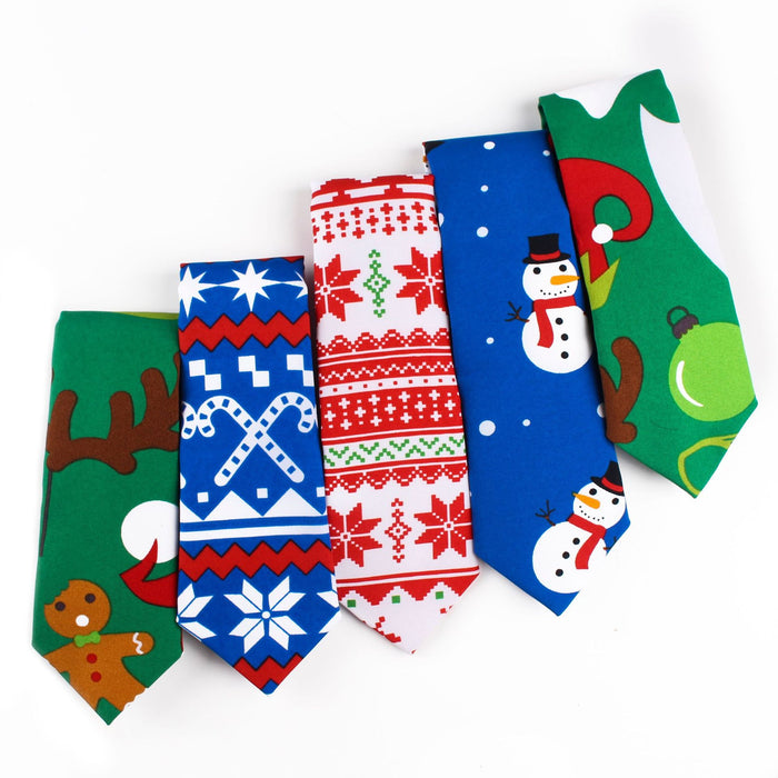 Nordic Style Cartoon Pattern Polyester Silk Print Christmas Tie