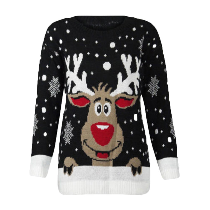 Christmas Reindeer Printed Sweater Popular Women O-Neck Long Sleeve Tops Hot Sale Womens Autumn Winter Casual Clothes #T