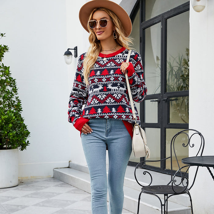 Christmas Deer Sweater Women's Loose Round Neck