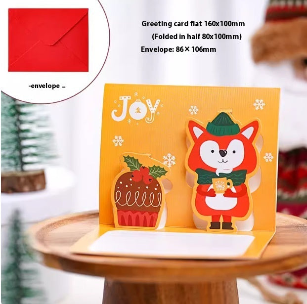 Christmas Stereoscopic Greeting Cards Diy Christmas Eve Gift Cartoon Blessing