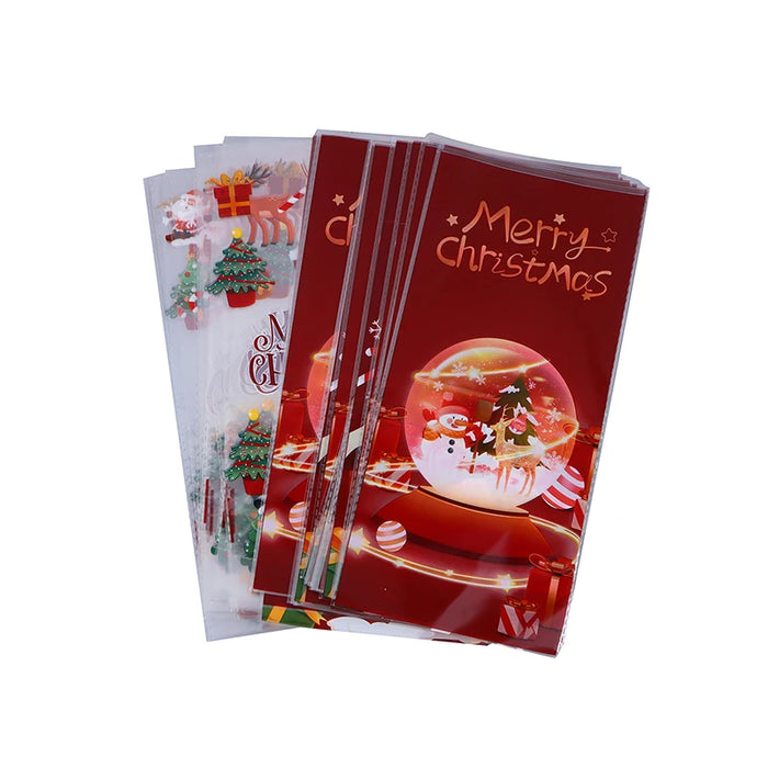 50Pcs Christmas Candy Gift Packaging Bag With Ribbon Ties