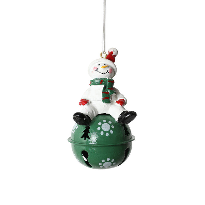 Christmas Iron Bell Nordic Painted Pendant Resin Pendants Snowman