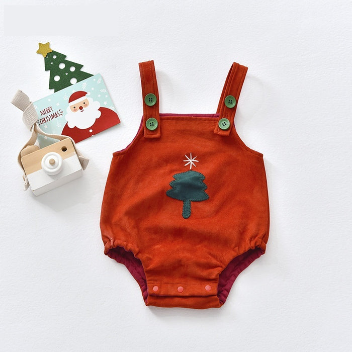 New Christmas Eve Cute Suspenders Romper Onesie Outerwear