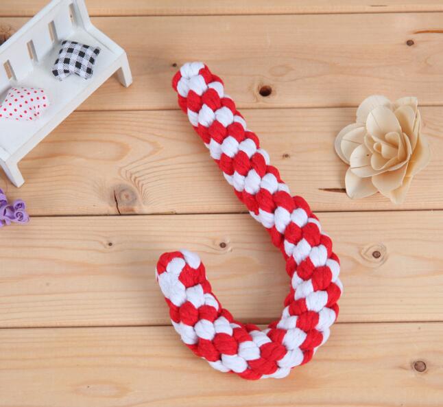 1pcs  Cotton rope crutches Christmas series pet toys dog teeth cleaning and molar toys