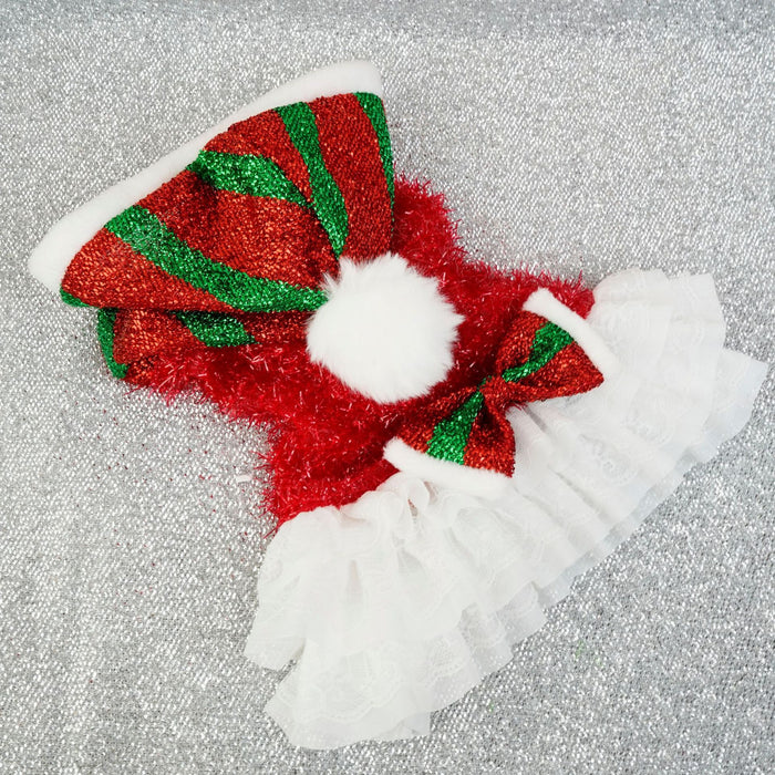 Christmas Cross border Pet Dog Clothes Christmas Atmosphere Hooded Cake Skirt