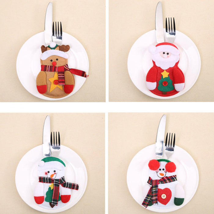 Christmas Tableware Sets Knife And Fork Sets Table Sets Decorative Santa Snowman Christmas Decoration Supplies