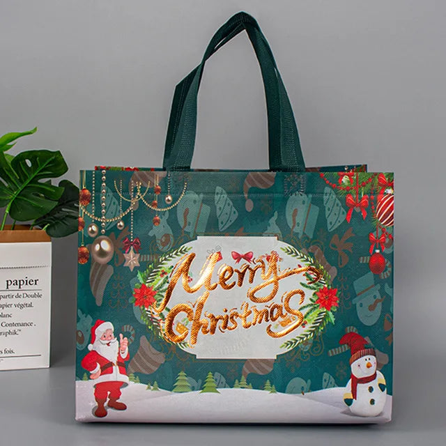 5Pcs Christmas Gift Bags Non-Woven Santa Claus Handle Bag