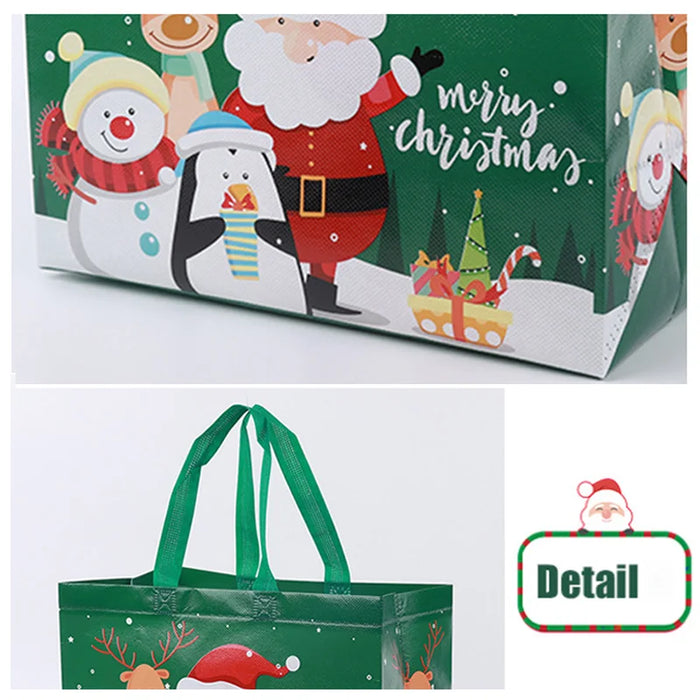 5Pcs Christmas Gift Bags Non-Woven Santa Claus Handle Bag