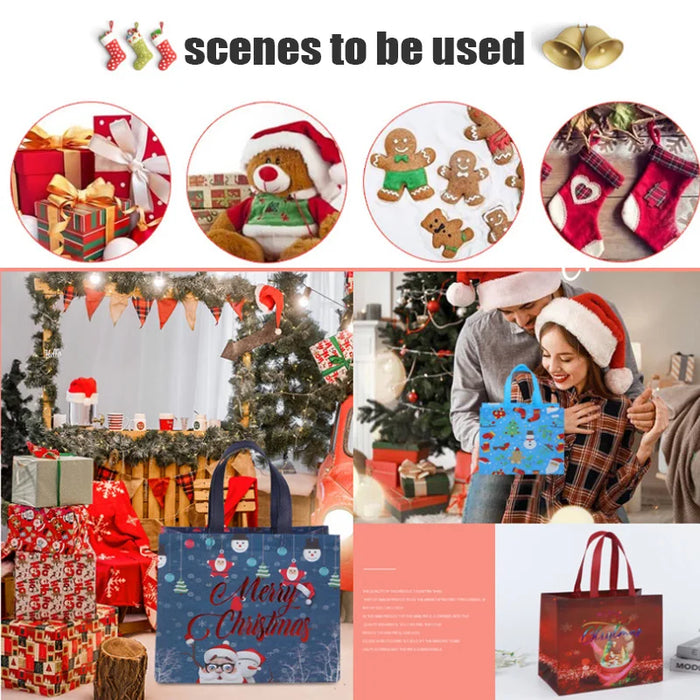 5Pcs Christmas Gift Bags Non-Woven Santa Claus Handle Bag