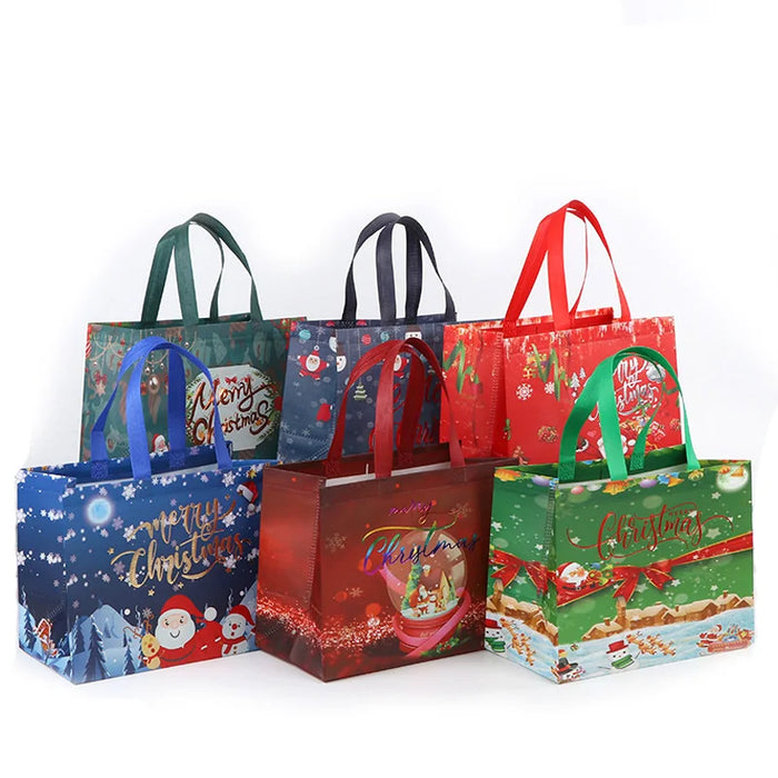 5Pcs Christmas Gift Bags Non-Woven Santa Claus Handle Bag