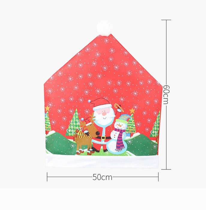 Christmas Chair Cover Paint Printing Non-Woven Santa Claus Christmas Day Table Decoration Supplies Chair Cap