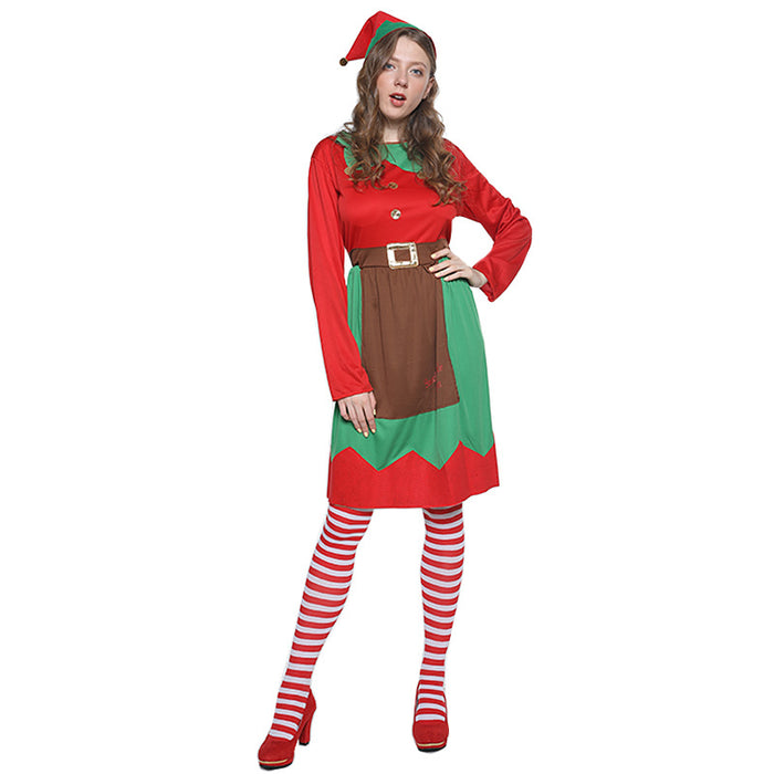 Festive Home Atmosphere Party Costume Christmas Elf Combination