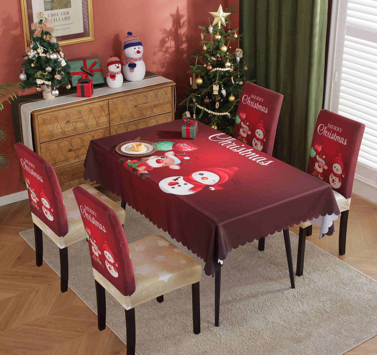 Christmas Chair Cover Digital Printed Tablecloth Chair Cover Waterproof And Oil Proof Christmas Tablecloth Christmas Chair Cover