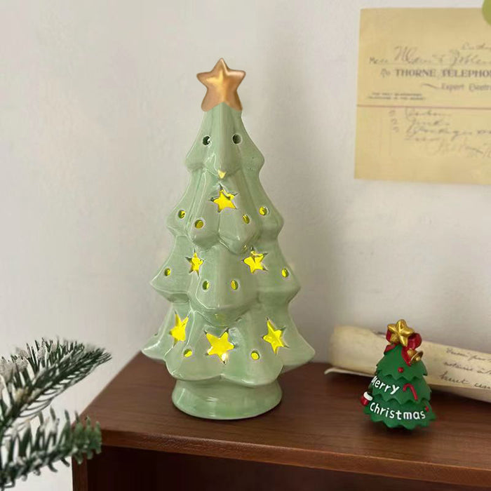 Christmas Gift Ceramic Transparent Christmas Tree Night Light