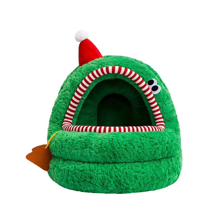 Christmas Green Furry bed Removable Washing