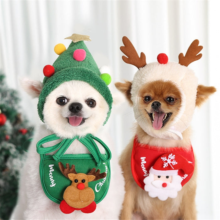 Dog Christmas Bandana Santa Hat Dog Scarf