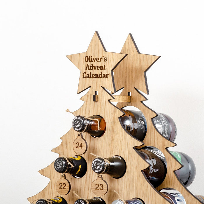 Christmas Countdown Wine Rack Wood Ornament Craft Decoration Party Funny Beer Shelf