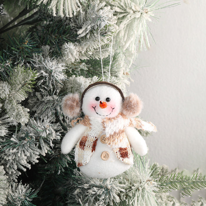 Christmas Pendant Knitted Hat Scarf Snowman Long Fluff Doll