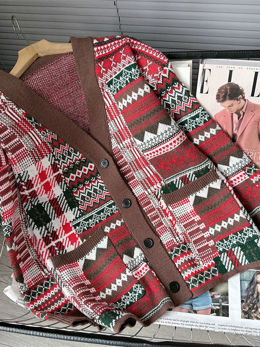 Red Colorful Christmas Cardigan