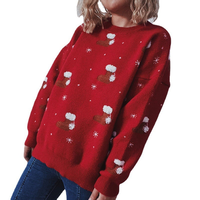 Women's  Round Neck Long Sleeve Christmas Sweater