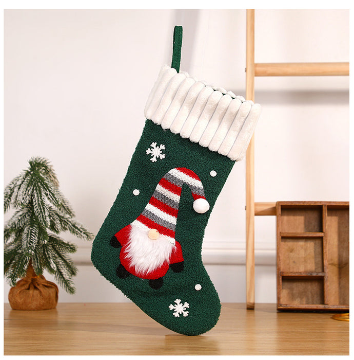 Christmas Decoration Embroidered Old Man Christmas Candy Socks Gift Bag Pendant