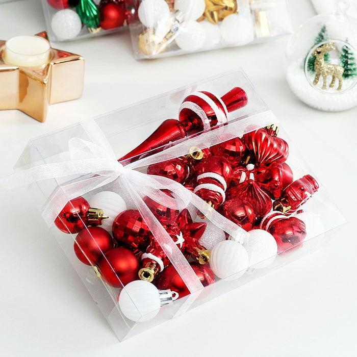 Christmas ornaments 34PCS painted Christmas ball set gift bag mini Christmas tree pendant