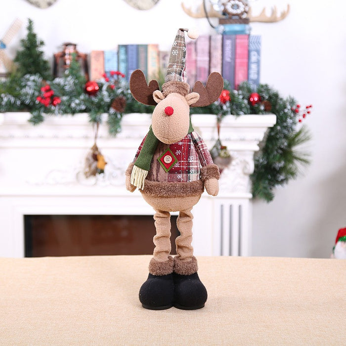 Christmas retro small snowflake plaid retractable doll decoration ornaments