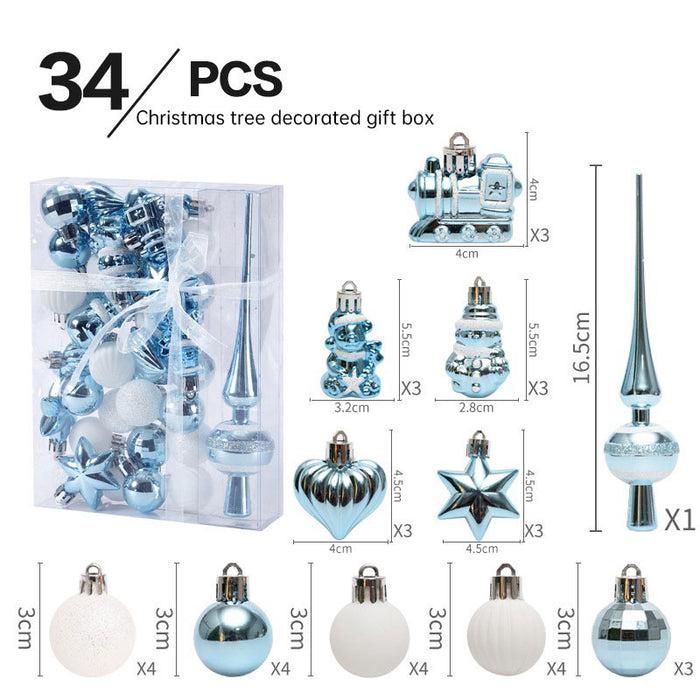 Christmas ornaments 34PCS painted Christmas ball set gift bag mini Christmas tree pendant