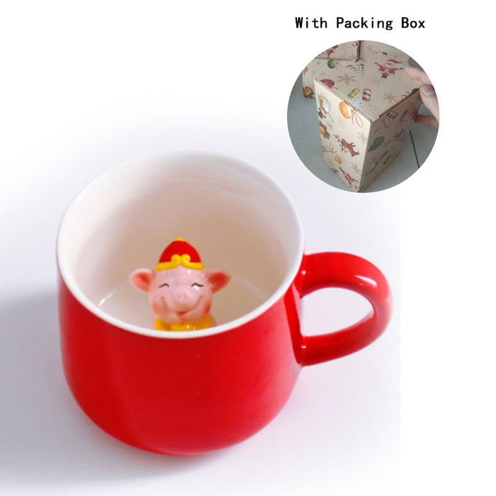 Christmas Mug Coffee Milk Breakfast Mug Snowman Santa Claus Cartoon Ceramics Cup 3D Animal Christmas Gift Cup for Friend Family