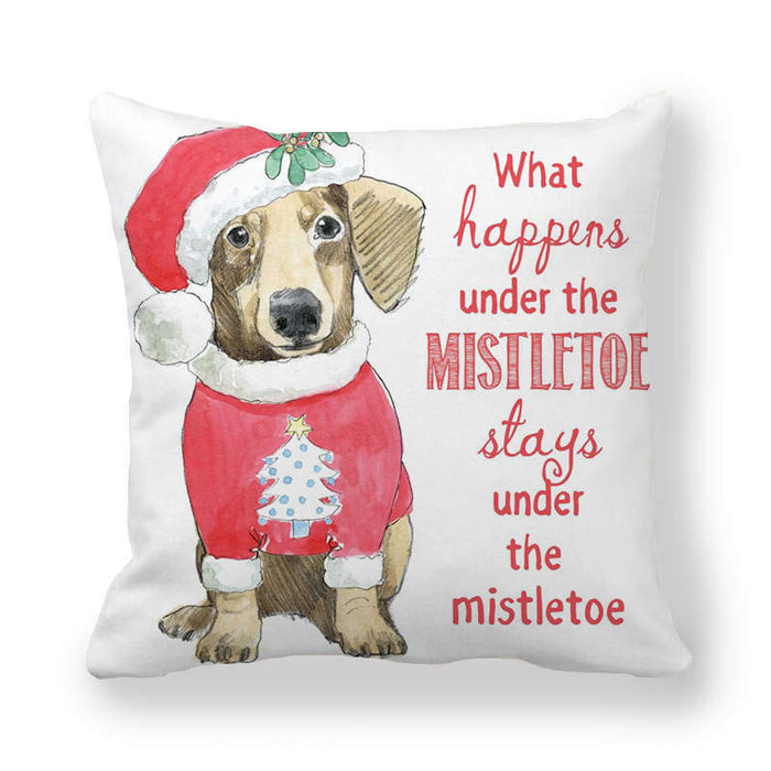 Christmas Cartoon Cute Dog Peach Skin Fabric Style Pillow Cover