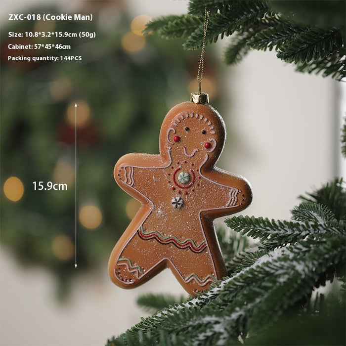 Christmas Decorative Small Pendant Gingerbread Man Word Plate House Crutches