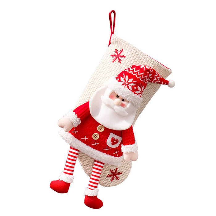 Christmas Sock Bag Knitted Stereo Snowman Gift Bag Christmas Eve Candy Socks Children Christmas Gift Socks