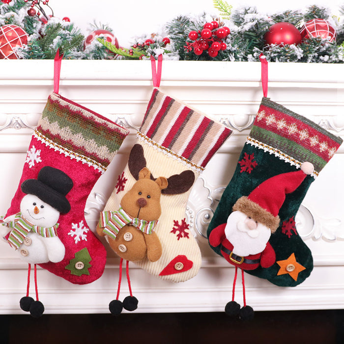 Christmas Stockings Gift Bag Flannel Small Size Hanging Decorations