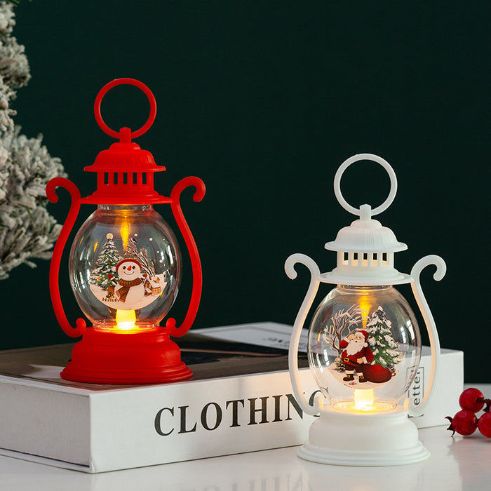 Christmas Decorations Light-emitting Portable Small Oil Lamp Desktop Ornaments